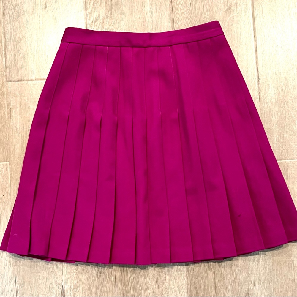 Knife Pleated‎ Skirt  Plum 100% Wool Made In USA size 12